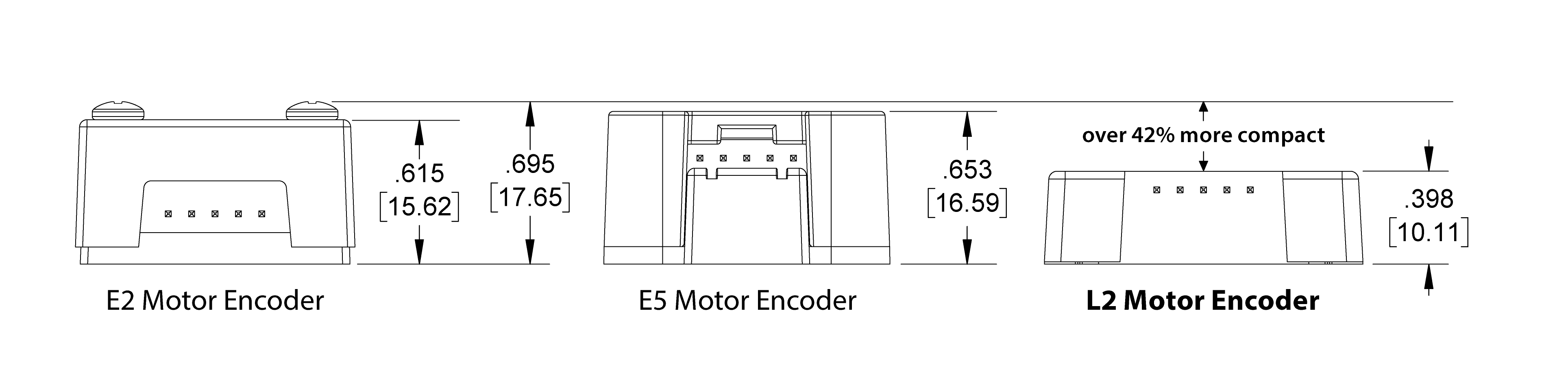 Drawing showing the L2 is shorter than either the E5 or E6 by over a quarter of an inch